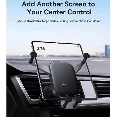 Автодержатель Baseus UltraControl Mega Series Folding Screen Phone Car Mount (C40465400111-00) - фото 5 - id-p220568269
