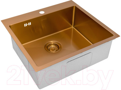 Мойка кухонная со смесителем ZORG ZRN 5055 Nano PVD Gold Rosy + cмеситель ZRN 980144 Gold Rosy - фото 2 - id-p220566764