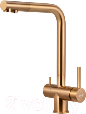 Мойка кухонная со смесителем ZORG ZRN 5055 Nano PVD Gold Rosy + cмеситель ZRN 980144 Gold Rosy - фото 4 - id-p220566764