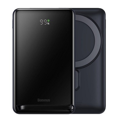 Повербанк Baseus Magnetic Bracket Wireless Fast Charge Power Bank 10000mAh 20W PPCX000003 with Magsafe черный - фото 1 - id-p220567781