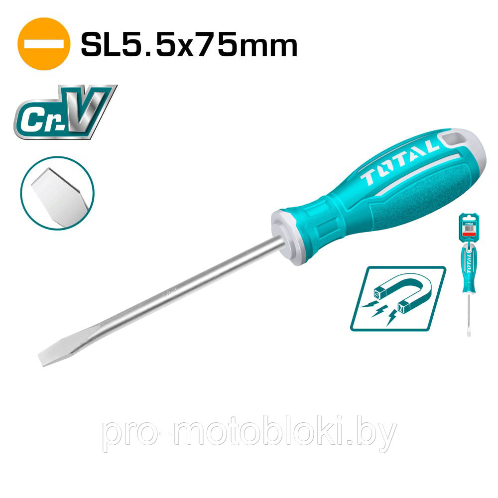 Отвертка шлицевая SL5,5 75мм TOTAL TSDRSSL5075