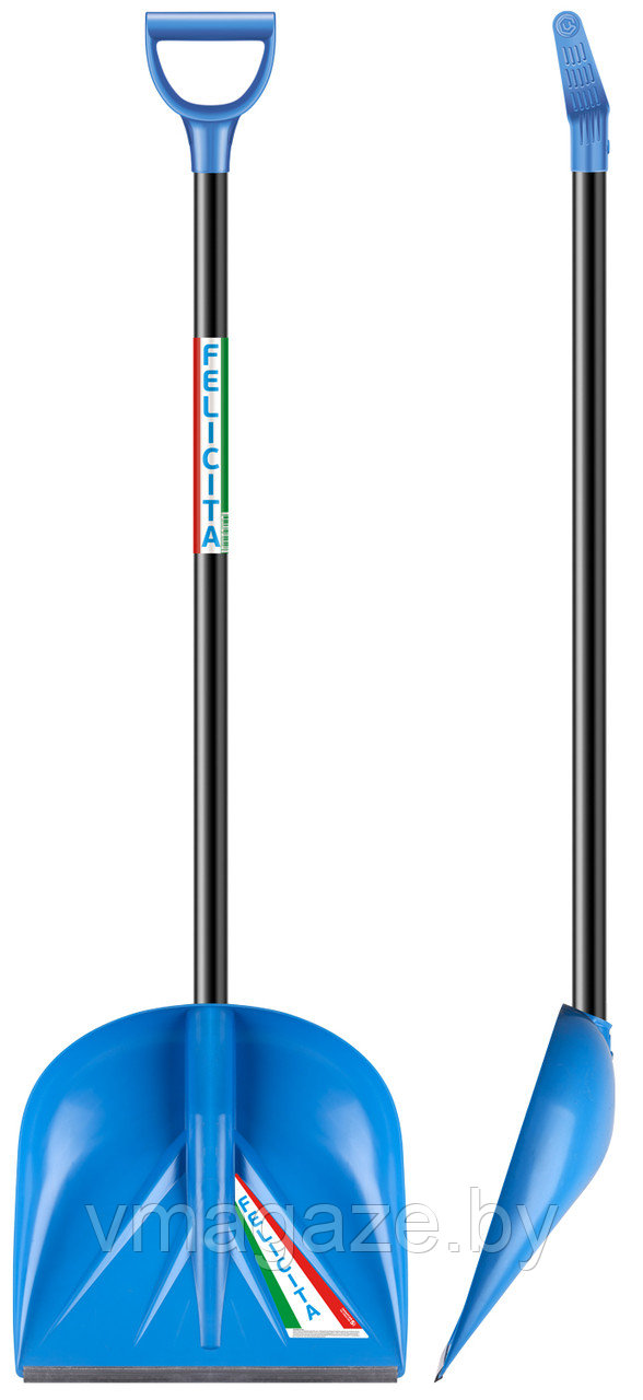 Лопата снеговая пластмассовая 410х1440 мм ЦЕНТРОИНСТРУМЕНТ Феличита (1022-Ч СИНЯЯ) - фото 1 - id-p220588728