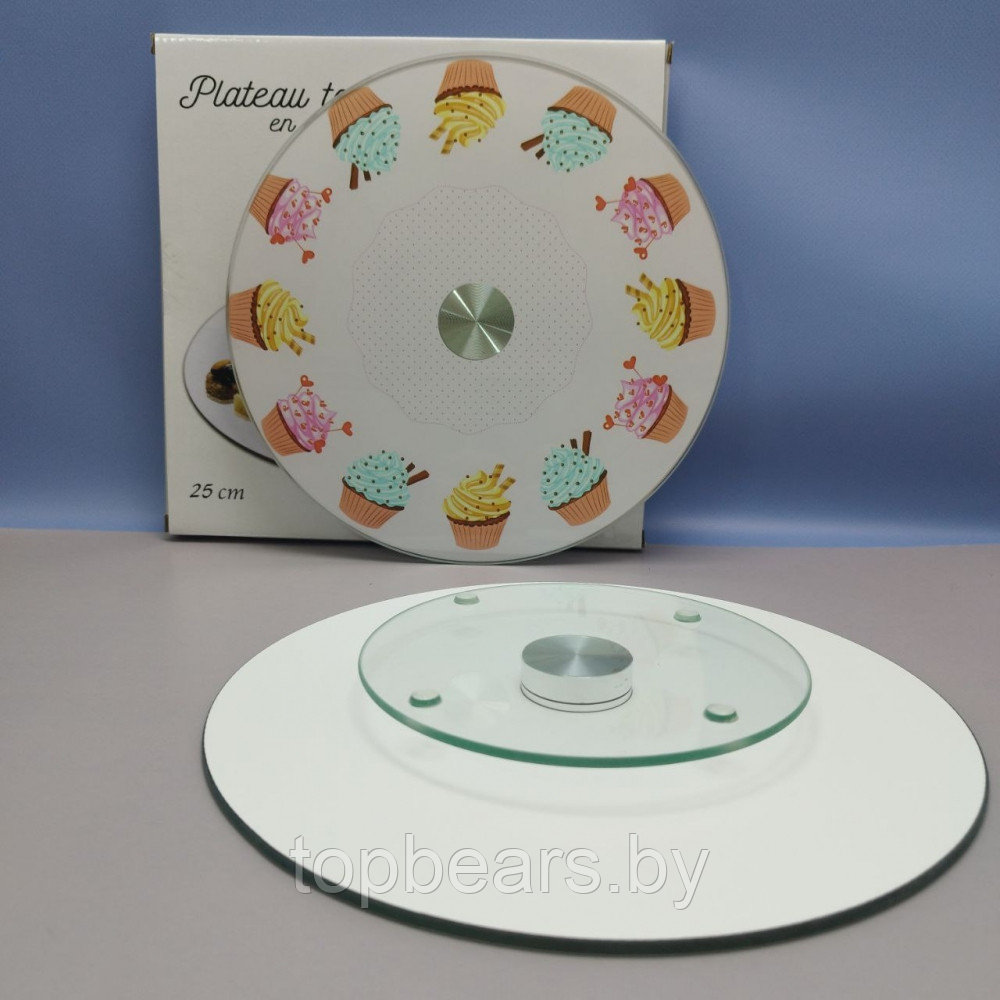 Подставка для торта / Поворотный стол для кондитера на стеклянном крутящемся диске, 25 см., Plateau tournant - фото 10 - id-p220591230