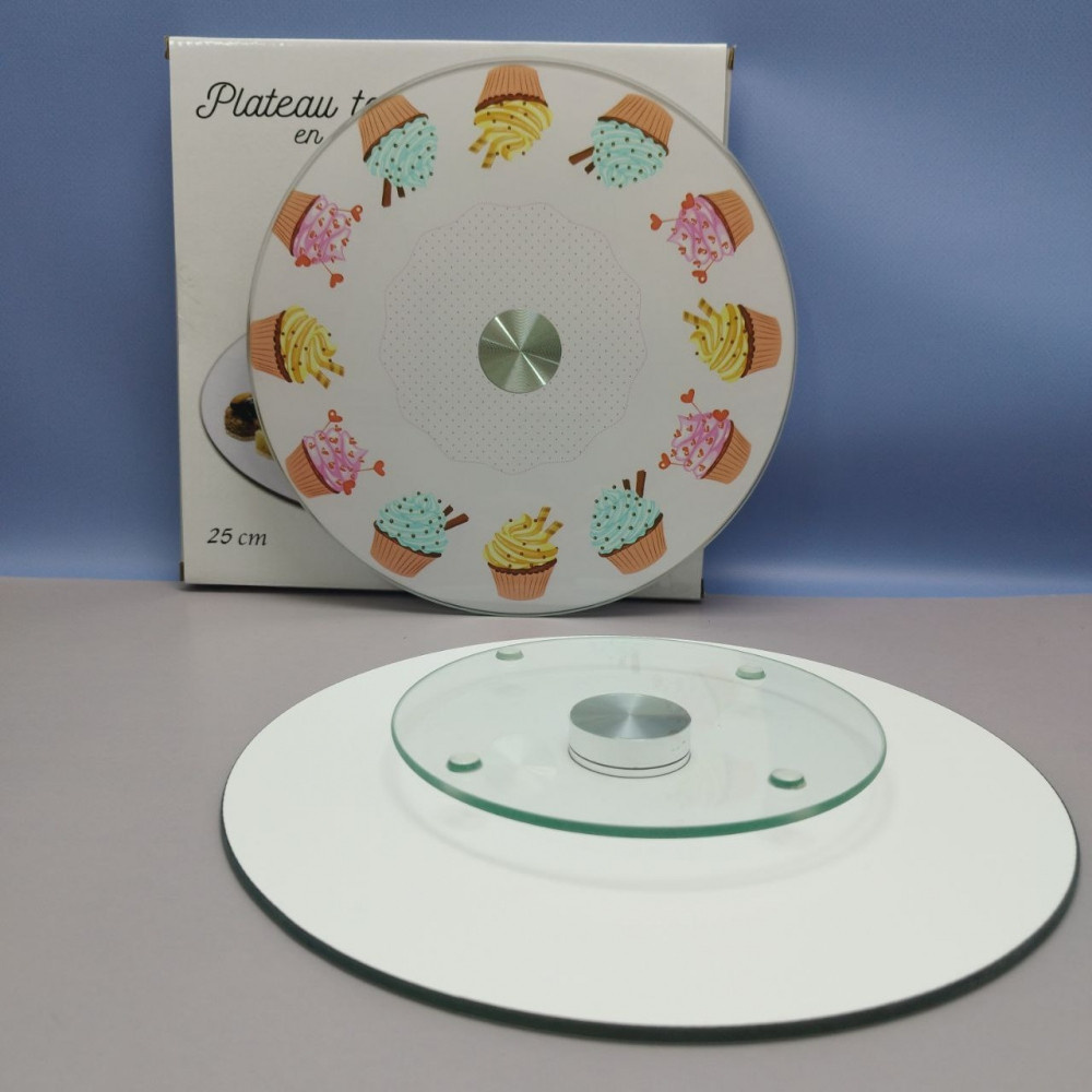 Подставка для торта / Поворотный стол для кондитера на стеклянном крутящемся диске, 25 см., Plateau tournant - фото 10 - id-p220596604