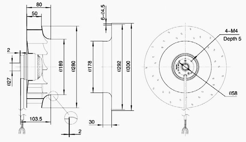 Вентилятор центробежный Weiguang LXFB2E280/50-M92/45 - фото 3 - id-p220601242