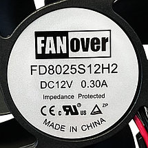 Вентилятор 80х80х25 мм 12VDC, Fanover FD8025S12H2, фото 2