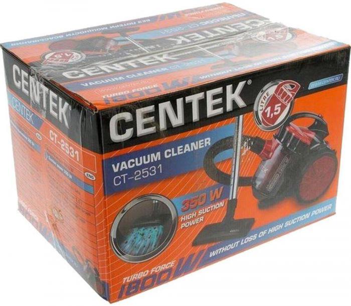 Безмешковый пылесос с контейнером CENTEK СТ-2531 красный без мешка для пыли с циклонным фильтром - фото 4 - id-p204239251