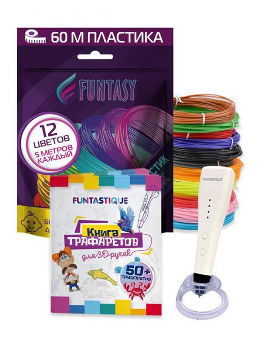3D ручка Funtasy Piccolo + ABS-пластик 12 цветов + книжка с трафаретами White SET31-FY-PIWH - фото 1 - id-p220460704