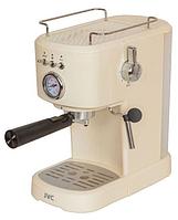 Рожковая кофеварка помповая эспрессо ручная с капучинатором JVC JK-CF32 бежевая ретро