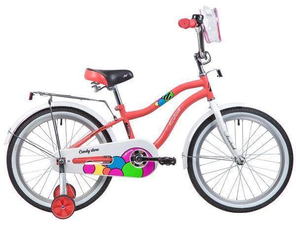 Велосипед детский для девочки 20 дюймов 8 лет с приставными колесами NOVATRACK коралловый - фото 1 - id-p220532008