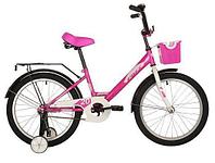 Велосипед детский для девочки 7 лет 20 дюймов с приставными колесами FOXX 204SIMPLE.PN21 Розовый