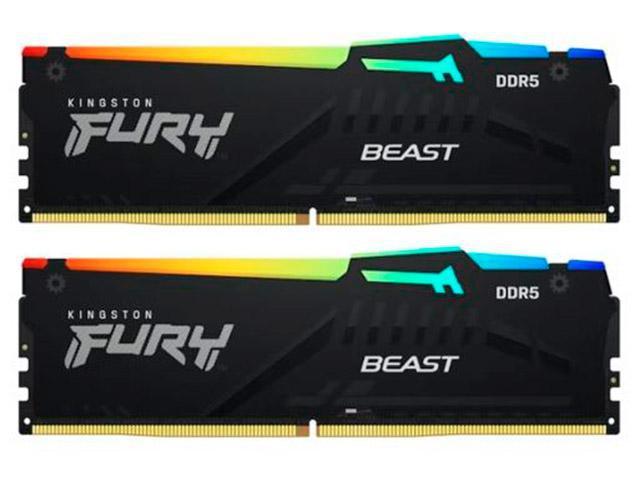Модуль памяти Kingston Fury Beast Black RGB DDR5 DIMM 6000MHz PC48000 CL36 - 32Gb KIT (2x16Gb) - фото 1 - id-p220532112