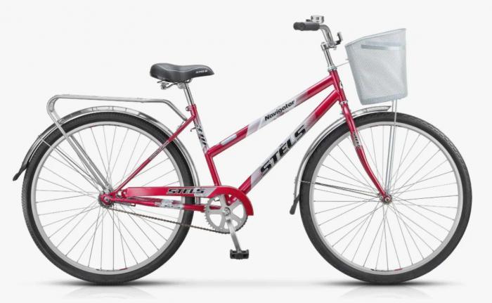Велосипед для взрослых женский STELS Navigator-300 Lady 28" Малиновый с корзинкой рама 20"