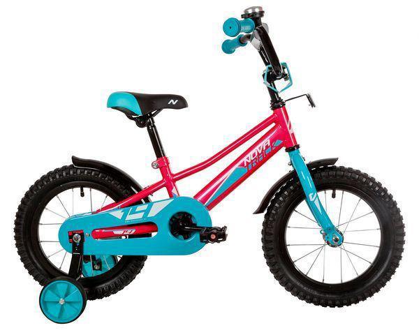 Детский велосипед для девочек с приставными колесами NOVATRACK 143VALIANT.RD22 розовый