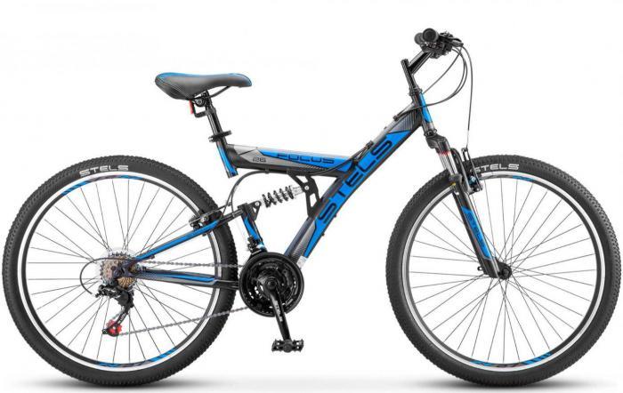 Горный взрослый велосипед двухподвес со стальной рамой STELS Focus V 26 дюймов 18-SP V030 синий - фото 1 - id-p220532286