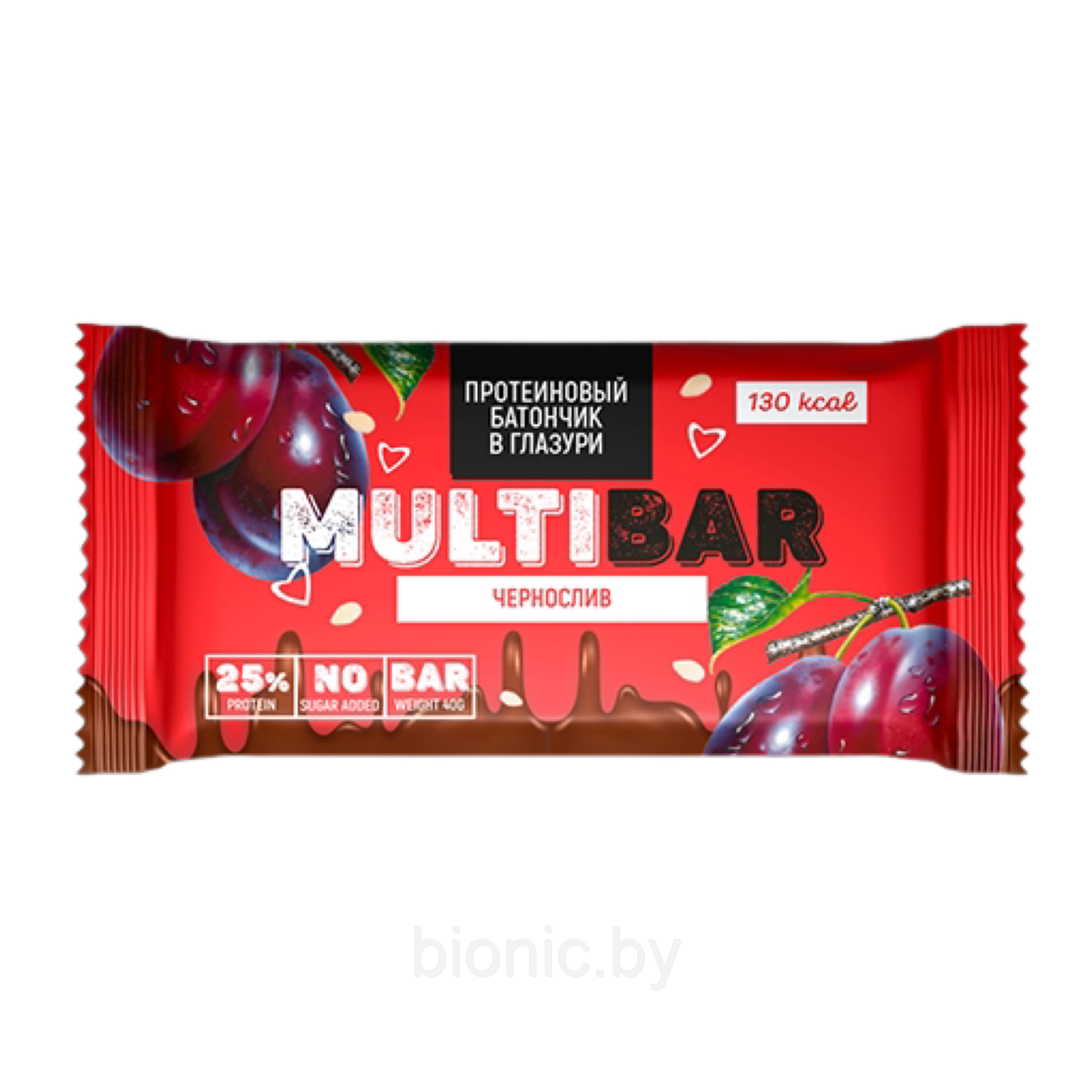 Батончик протеиновый в глазури MULTIBAR c черносливом без сахара 40 Г - фото 1 - id-p220607094