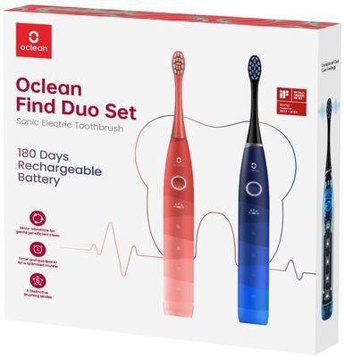 Набор электрических зубных щеток OCLEAN Find Duo Set F5002 насадки для щётки: 2шт, цвет:красный и синий - фото 4 - id-p220590370