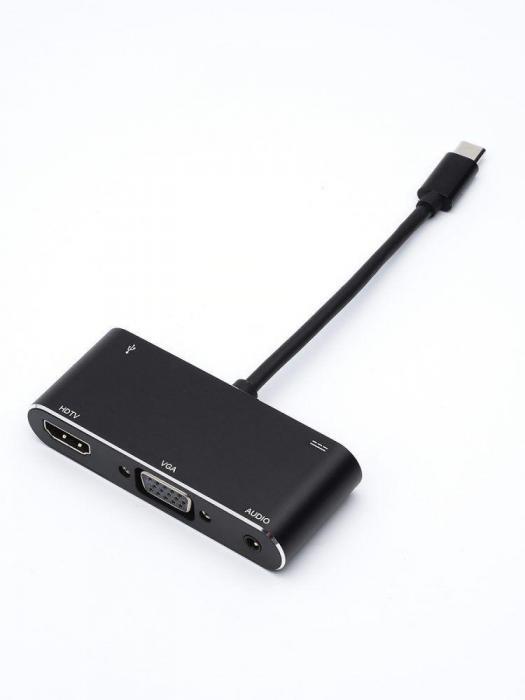 ATCOM (AT2810) Переходник 0.1М Type-C(m) => HDMI+VGA+USB - фото 1 - id-p220482401