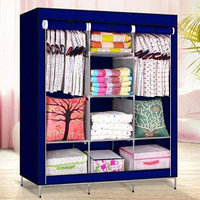 Шкаф складной каркасный тканевый STORAGE WARDROBE mod.YG - 05. Трехсекционный. 130х45х175 см. Синий