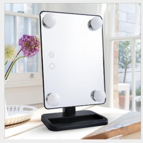 Зеркало с подсветкой Cosmetic Mirror make up easily 360 градусов с сенсорным управлением Чёрный - фото 1 - id-p179627378
