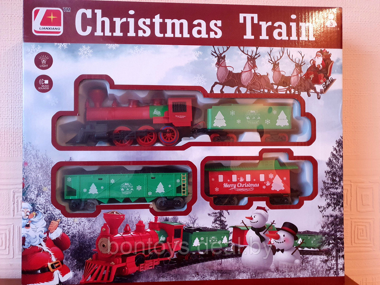 Детская железная дорога свет+звук, Рождественский большой игрушечный поезд - фото 1 - id-p135605569