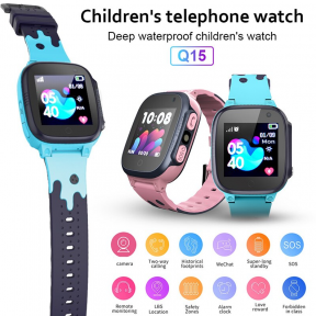 Детские смарт-часы Windigo AM-15, 1.44, 128x128, SIM, 2G, LBS, камера 0.08 Мп, Голубые