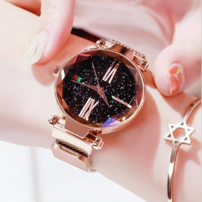 Стильные женские часы Hannah Martin на магнитном ремешке Золотая ночь - фото 1 - id-p179629301