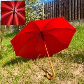 Зонт-трость универсальный Arwood Полуавтоматический / деревянная ручка Красный - фото 1 - id-p185297286