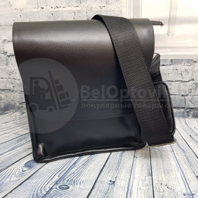 Мужская сумка POLO Videng с плечевым ремнем КОЖА (Живые фото) Black (черная) - фото 1 - id-p179627880