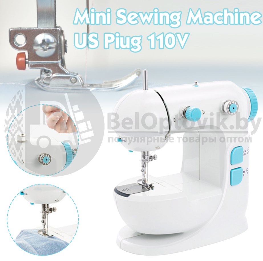 Мини швейная машинка Mini Sewing Machine модель 308 (Двойная скорость, двойная строчка) - фото 10 - id-p179624323