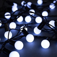 Уличная гирлянда Нить Шарики 1.5 см, IP44, тёмная нить, 100 LED, 8 режимов, 220 В, 10 метров Белое свечение