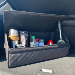 Автомобильный органайзер Кофр в багажник LUX CARBOX Усиленные стенки (размер 70х40см) Черный с красной - фото 1 - id-p180862350