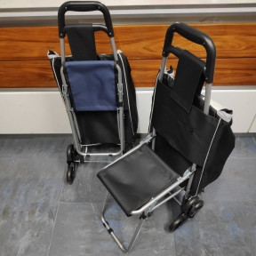 Сумка-тележка хозяйственная с тройными колесами со стульчиком (до 80кг) для покупок. Легко катить по прямой