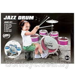 Детская барабанная установка Jazz Drum голубой, розовый - фото 4 - id-p136275555