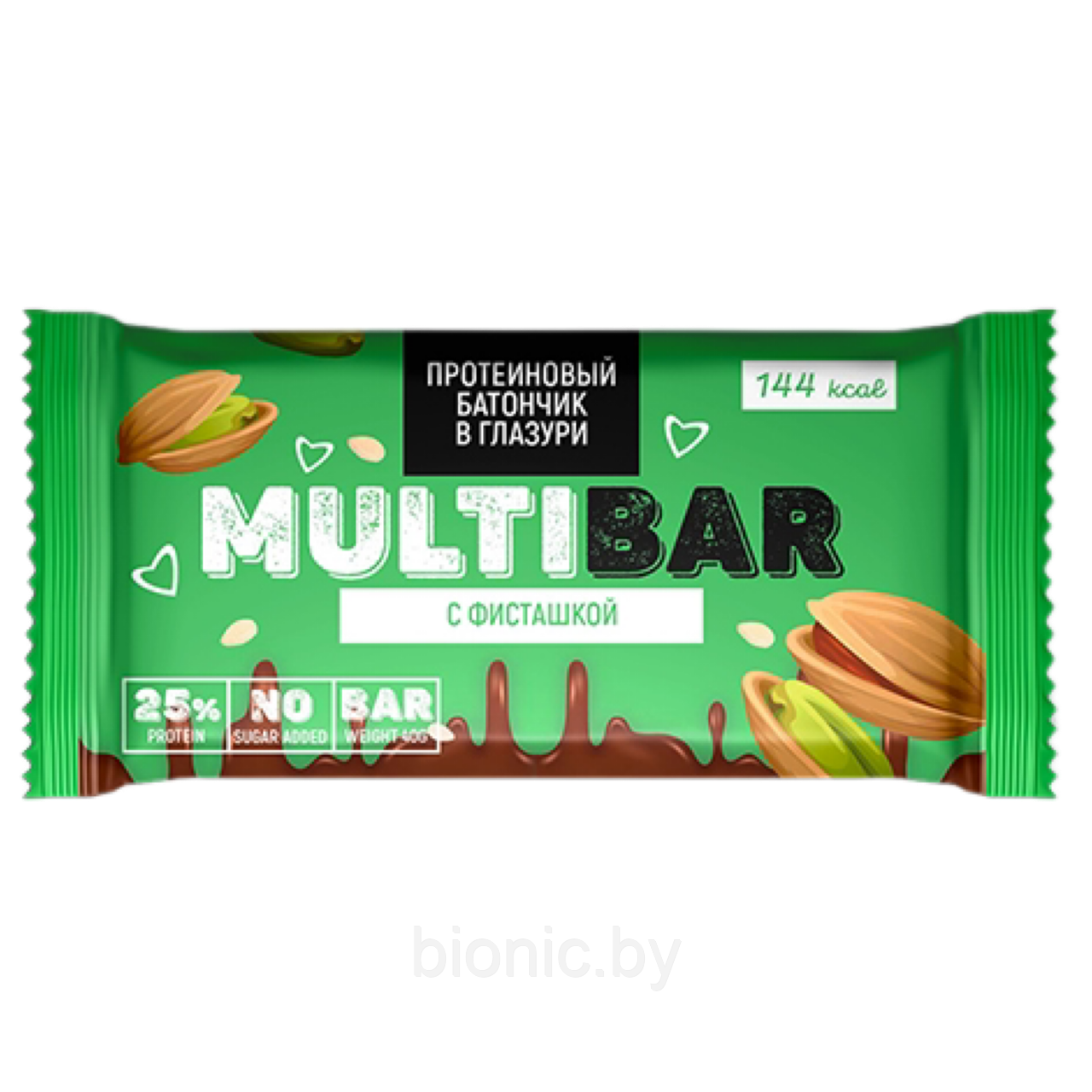 Батончик протеиновый  в глазури MULTIBAR c фисташкой  без сахара  40 Г