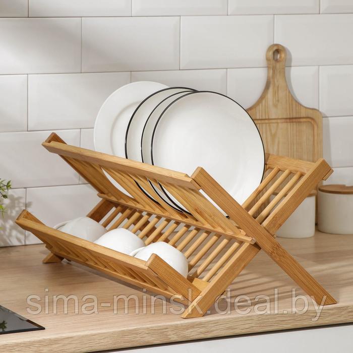 Сушилка для посуды «Бамбуковый лес», 2 яруса, 47×30 см, бамбук - фото 1 - id-p220617246