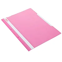 Папка-скоросшиватель DELI A4 с прозрачной обложкой, с перфорацией, розовая (цена с НДС)
