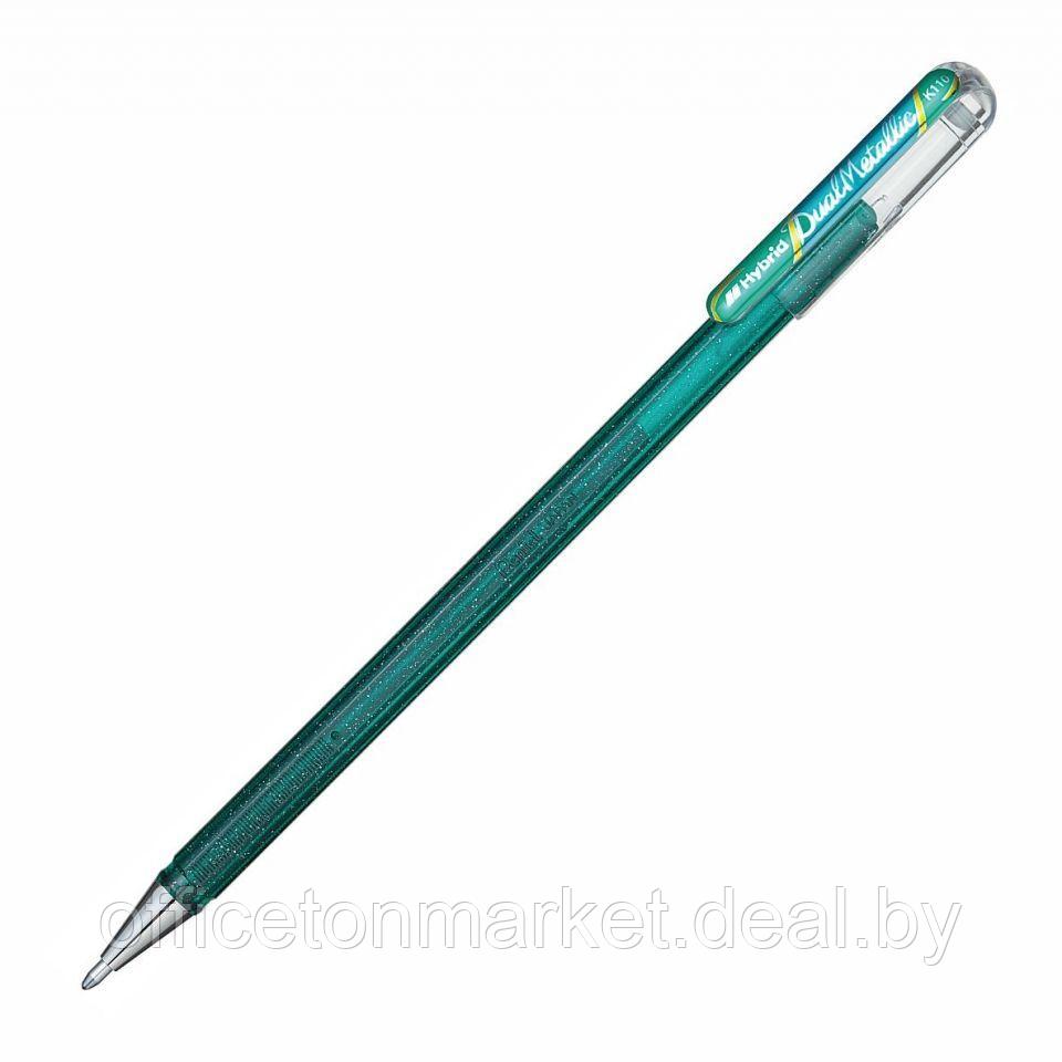 Ручка гелевая "Dual Metallic", 1.0 мм, голубой, стерж. голубой - фото 3 - id-p220606550
