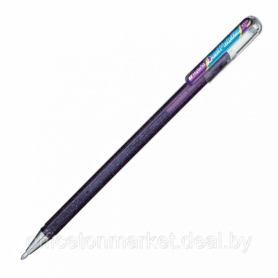 Ручка гелевая "Dual Metallic", 1.0 мм, голубой, стерж. голубой - фото 4 - id-p220606550