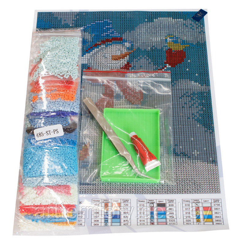 Алмазная мозаика Белоснежка Снеговик и синица, 20х25 см, (на подрамнике) - фото 4 - id-p220618710