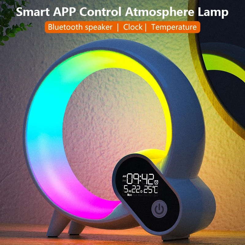 RGB красочная ночная лампа app control bluetooth-совместимый динамик светодиодный будильник - фото 4 - id-p220620240