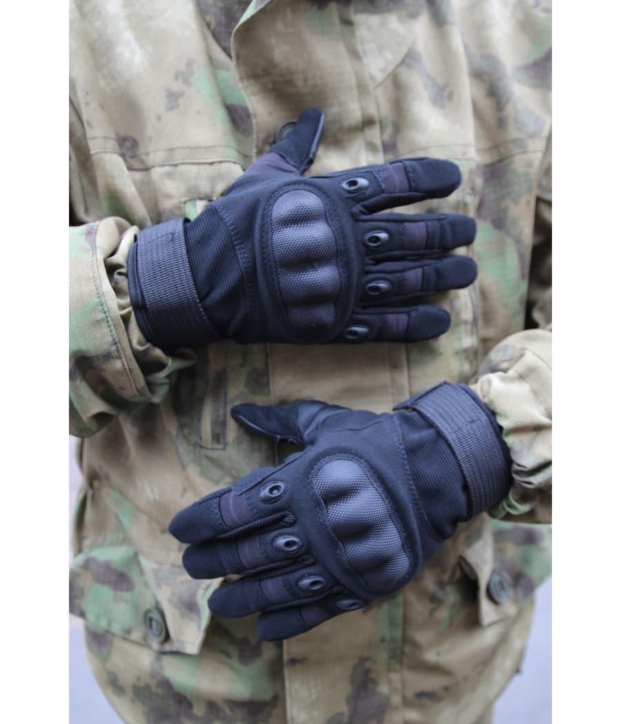 Перчатки тактические со вставкой 3 (черные). Размер L - фото 1 - id-p220623065