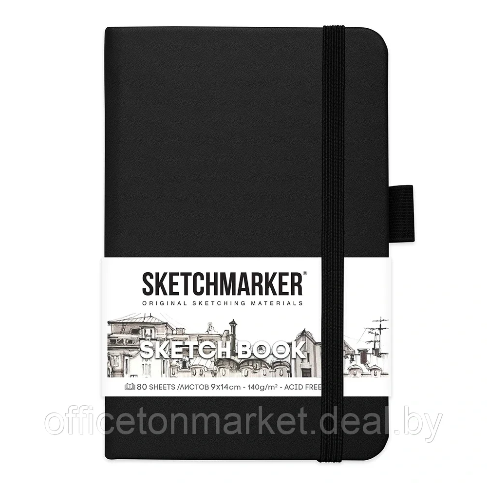 Скетчбук "Sketchmarker", 9x14 см, 140 г/м2, 80 листов, черный - фото 1 - id-p220618363