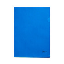 Папка-Уголок пластиковая Hatber А4, синяя непрозрачная