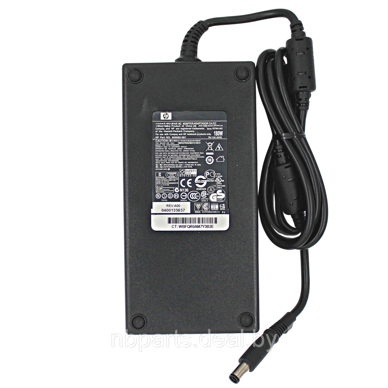 Блок питания (зарядное устройство) для ноутбука HP 180W, 19V 9.5A, 7.4x5.0, 384023-001, оригинал с сетевым - фото 1 - id-p111774945