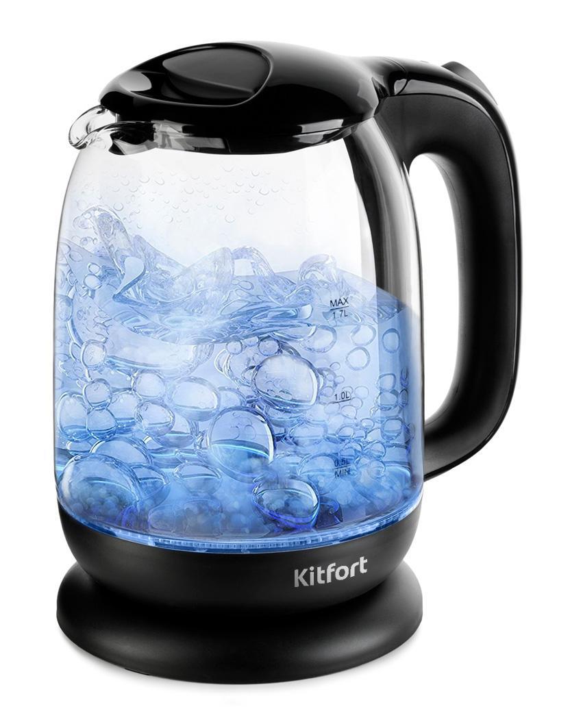 Чайник электрический Kitfort КТ-625-6 1.7л. 2200Вт черный (корпус: стекло) - фото 1 - id-p220632064