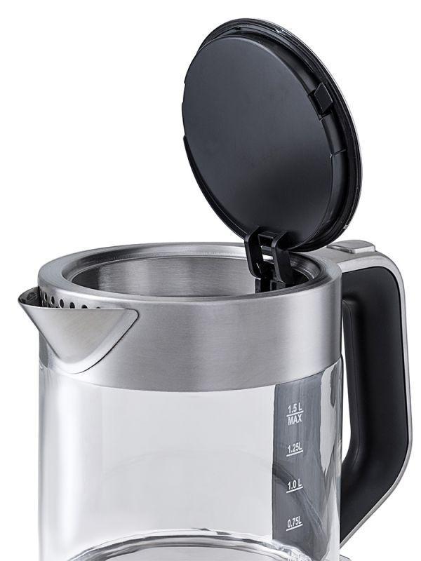 Чайник электрический Kitfort КТ-617 1.5л. 2200Вт серебристый/черный (корпус: нержавеющая сталь/стекло) - фото 1 - id-p220632031