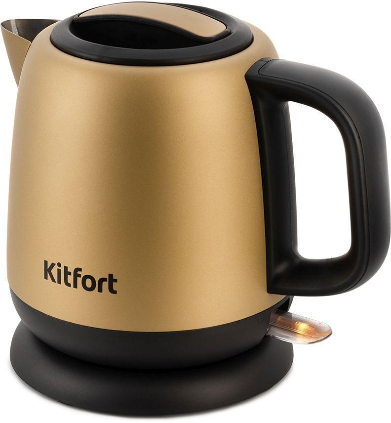 Чайник электрический Kitfort KT-6111 1л. 1630Вт золотистый/черный (корпус: нержавеющая сталь) - фото 1 - id-p220632035