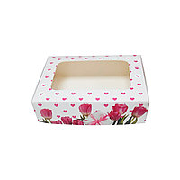Коробка для десертов Тюльпаны с сердечками 2 (Россия,15х11х4см) 57