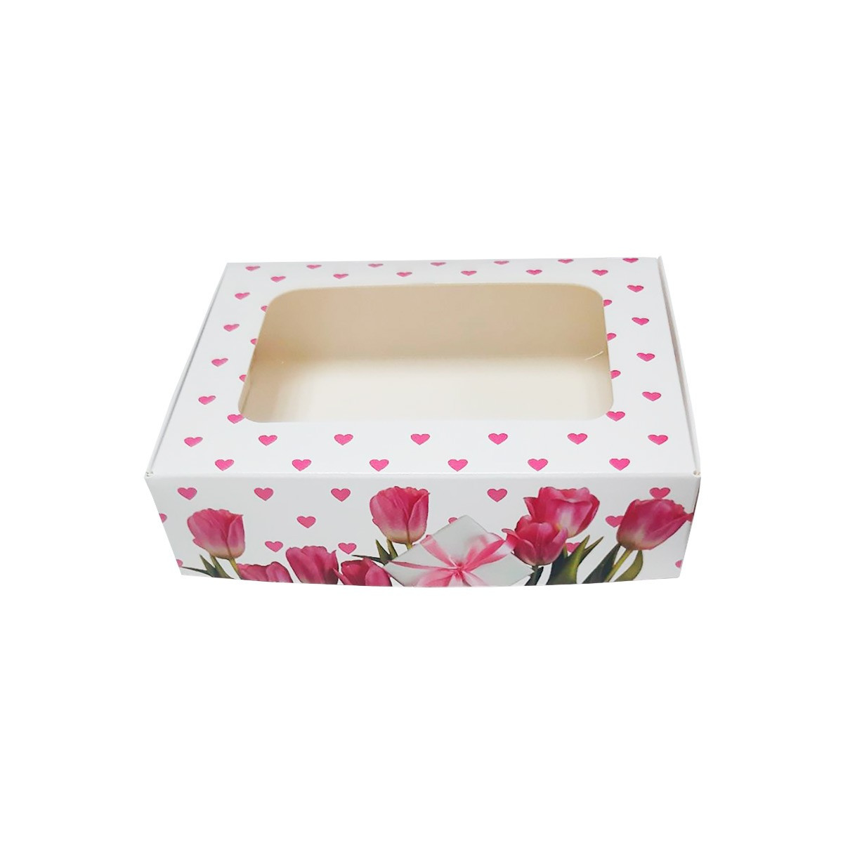 Коробка для десертов Тюльпаны с сердечками 2 (Россия,15х11х4см) 57 - фото 1 - id-p220447226